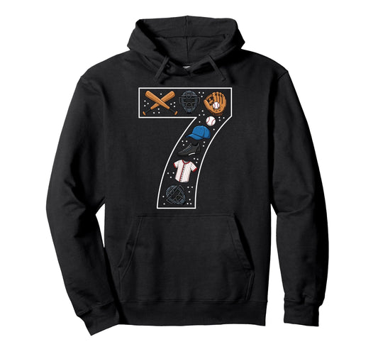 7Th Birthday 7 Year Old Baseball Hoodie - Unique Graphic for Adults - T-Shirt, Sweatshirt, Hoodie