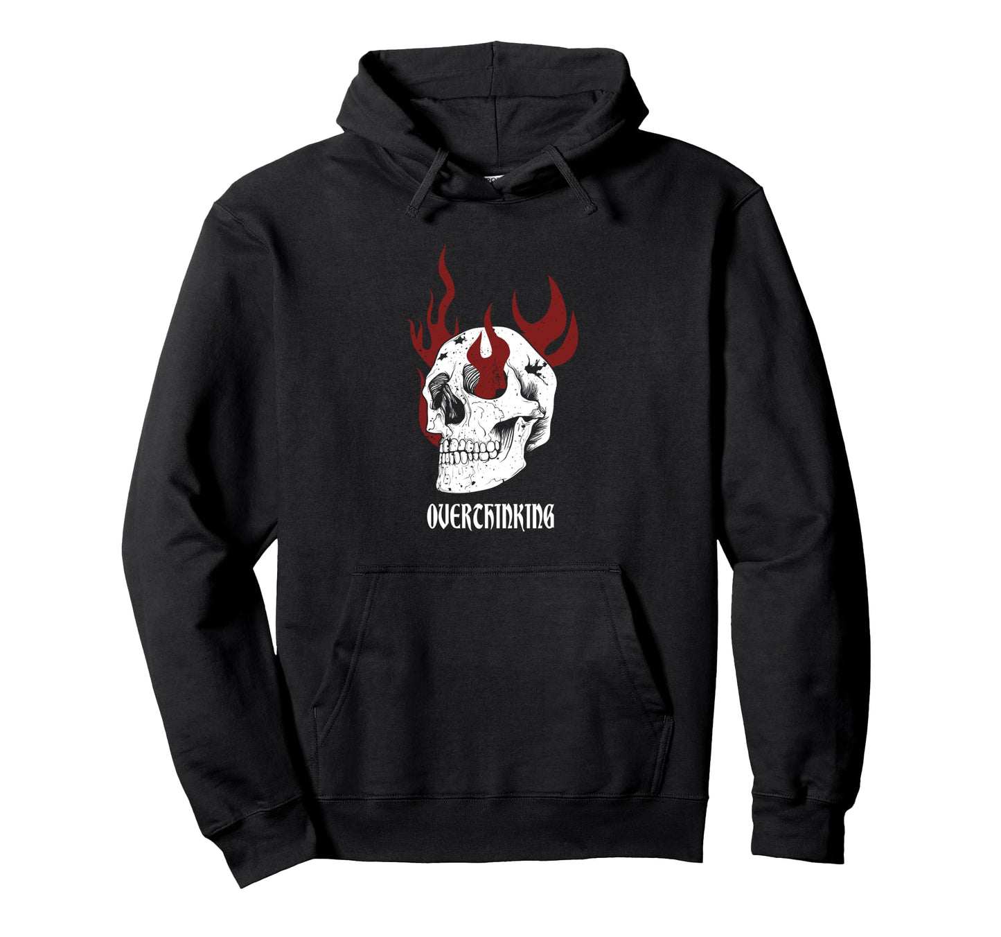 Overthinking Skull Y2K Goth Alt Grunge Hoodie - Unique Graphic Men Women - T-Shirt, Sweatshirt, Hoodie