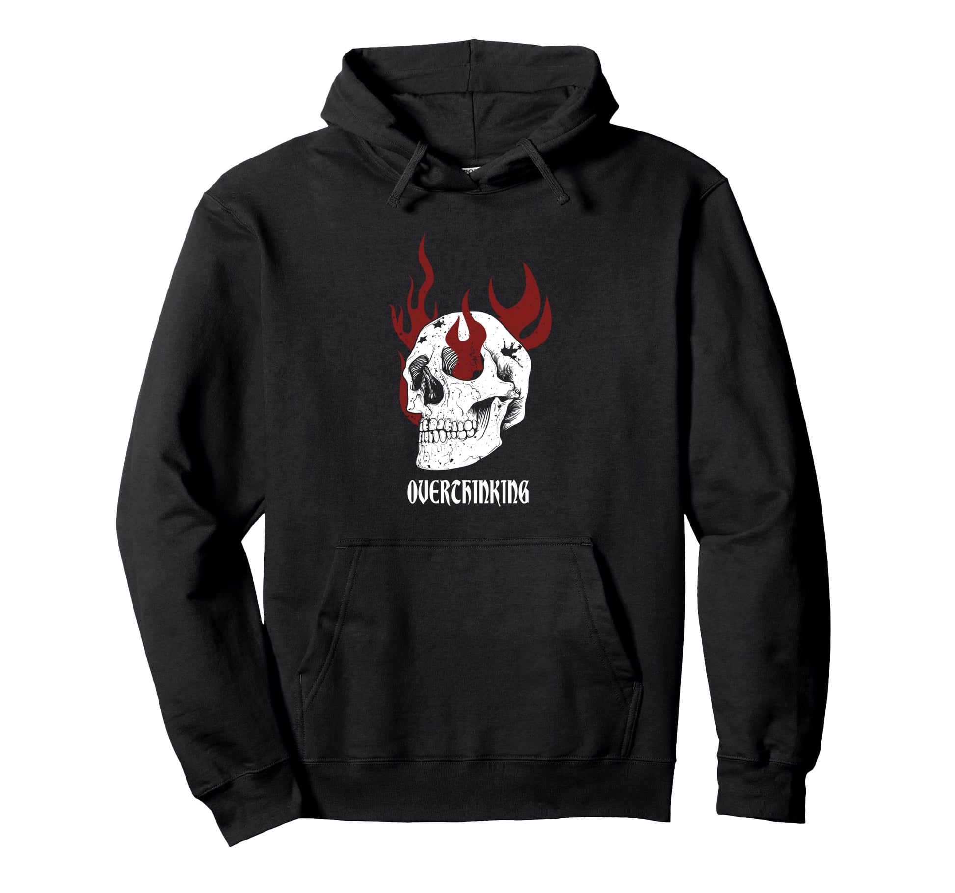 Overthinking Skull Y2K Goth Alt Grunge Hoodie - Unique Graphic Men Women - T-Shirt, Sweatshirt, Hoodie