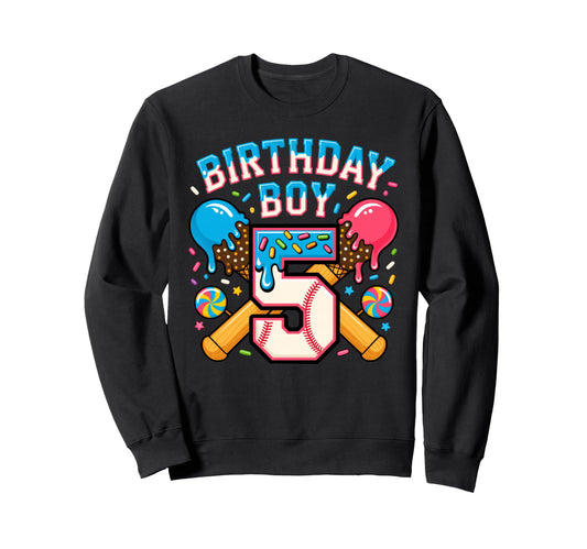 Baseball 5Th Birthday 5 Years Old 5 Sweatshirt - Novelty Apparel Unisex - T-Shirt, Sweatshirt, Hoodie