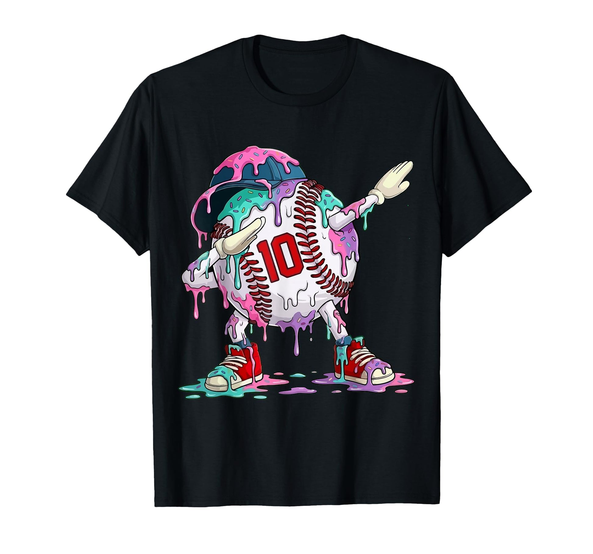 Baseball 10 Year Ice Cream Drip T-Shirt - Casual Everyday Wear Men Women - T-Shirt, Sweatshirt, Hoodie