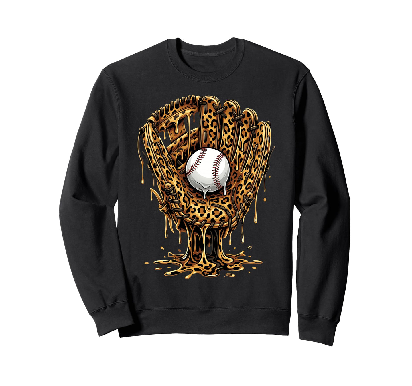 Baseball Drip Leopard Pattern Sweatshirt - Trendy Graphic for Adults - T-Shirt, Sweatshirt, Hoodie