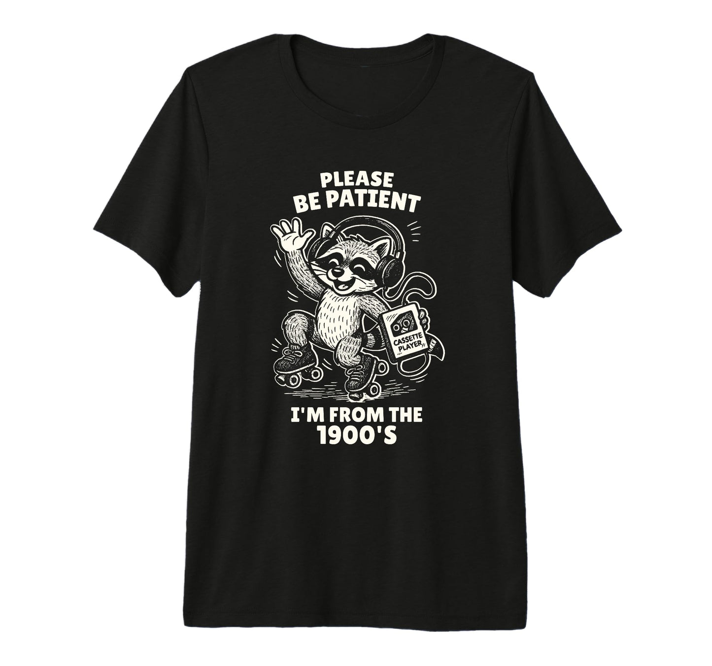 Raccoon 1900S Cassette Player T-Shirt - Fun Novelty Design for Adults - T-Shirt, Sweatshirt, Hoodie