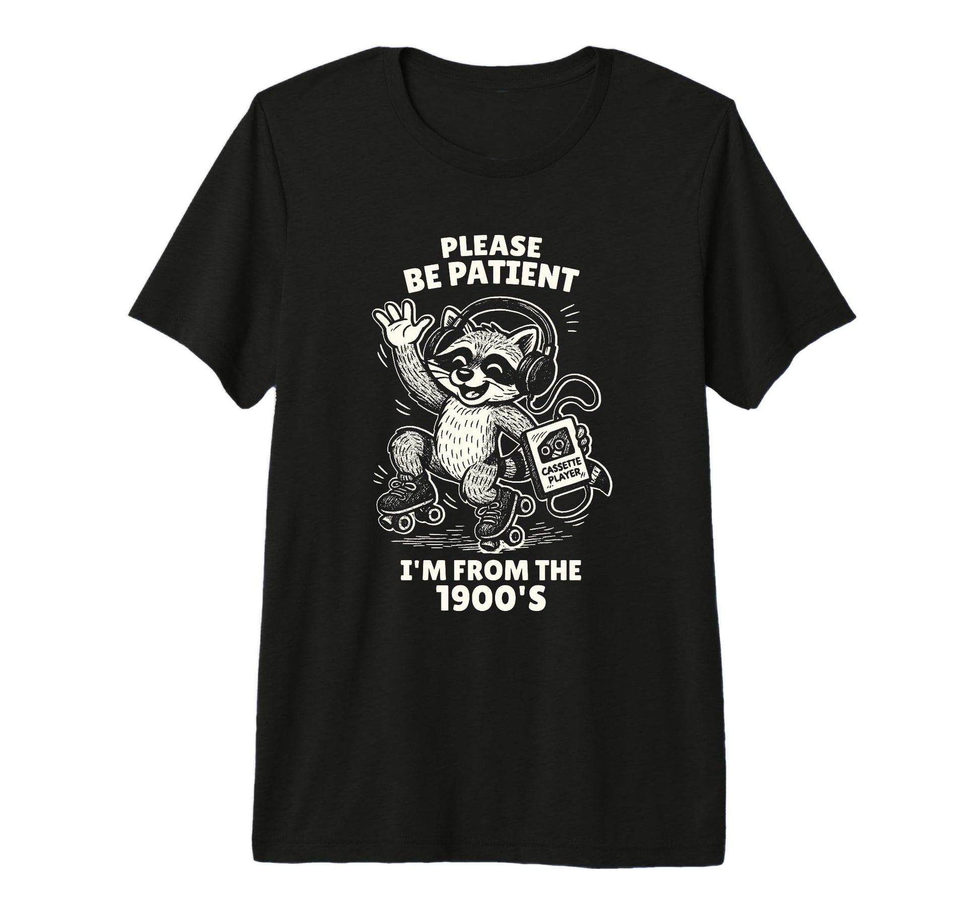 Raccoon 1900S Cassette Player T-Shirt - Fun Novelty Design for Adults - T-Shirt, Sweatshirt, Hoodie
