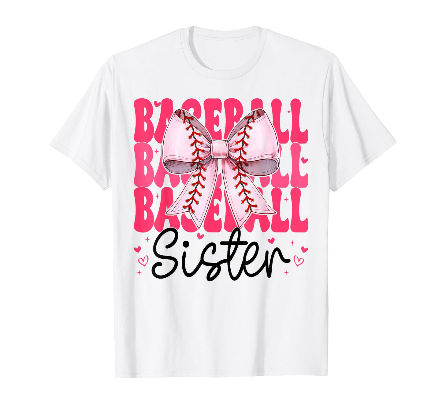 Baseball Sister Baseball Coquette Bow T-Shirt - Unique Graphic Men Women - T-Shirt, Sweatshirt, Hoodie