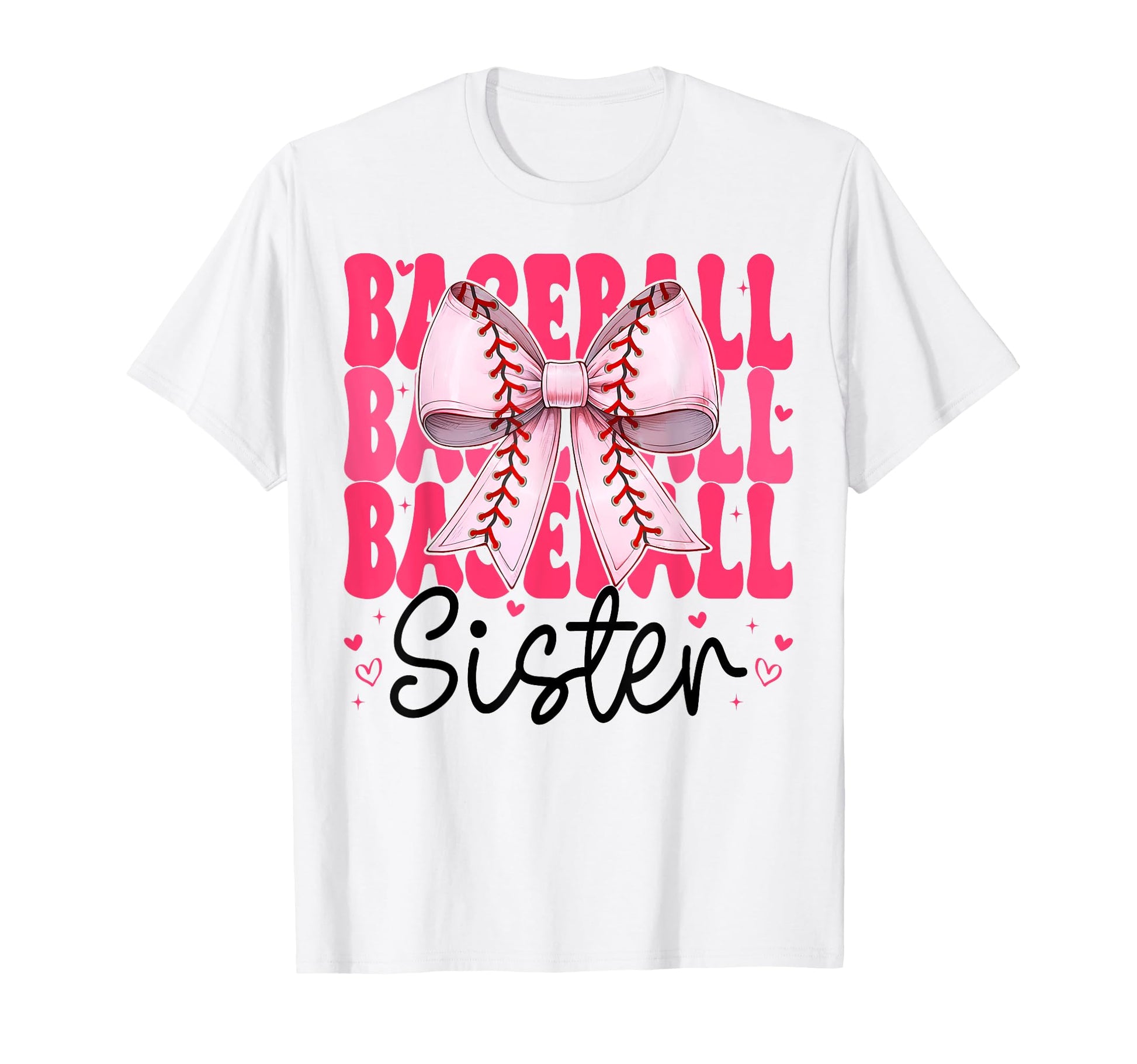 Baseball Sister Baseball Coquette Bow T-Shirt - Unique Graphic Men Women - T-Shirt, Sweatshirt, Hoodie