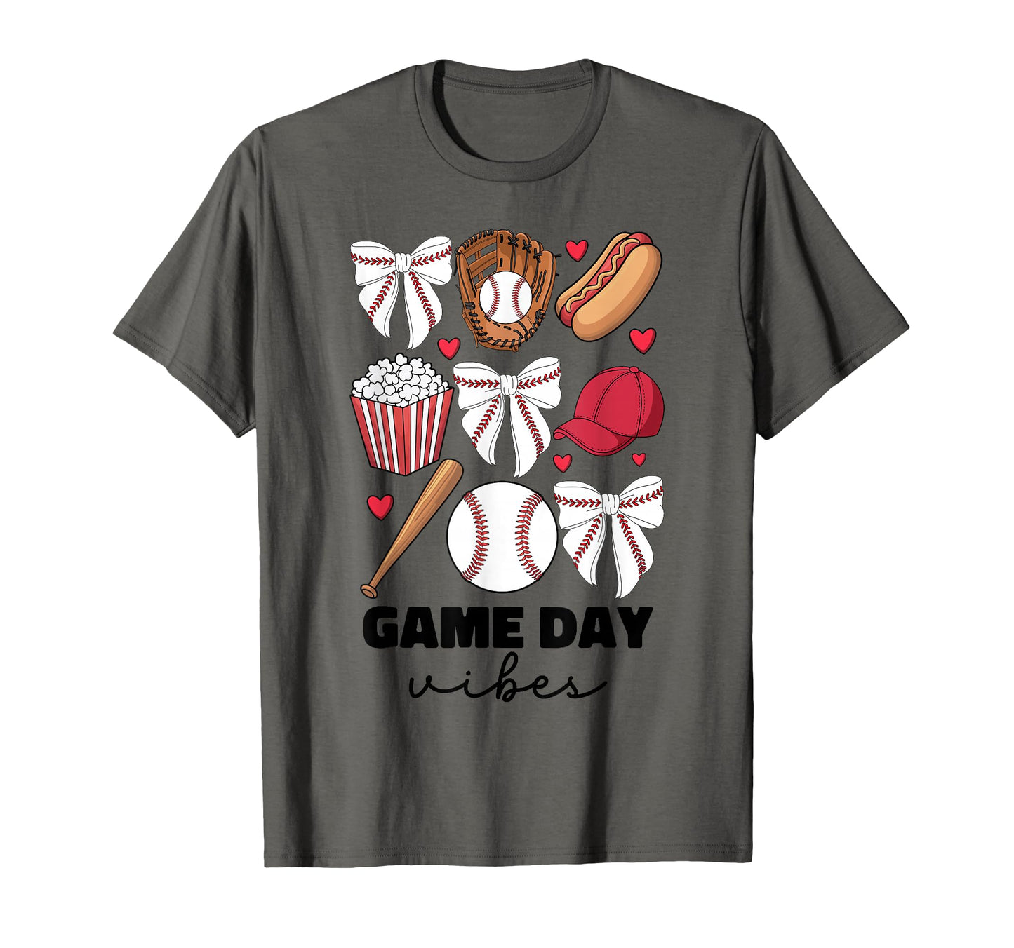 Game Day Vibes Coquette Bow Baseball T-Shirt - Minimalist Print Men Women - T-Shirt, Sweatshirt, Hoodie