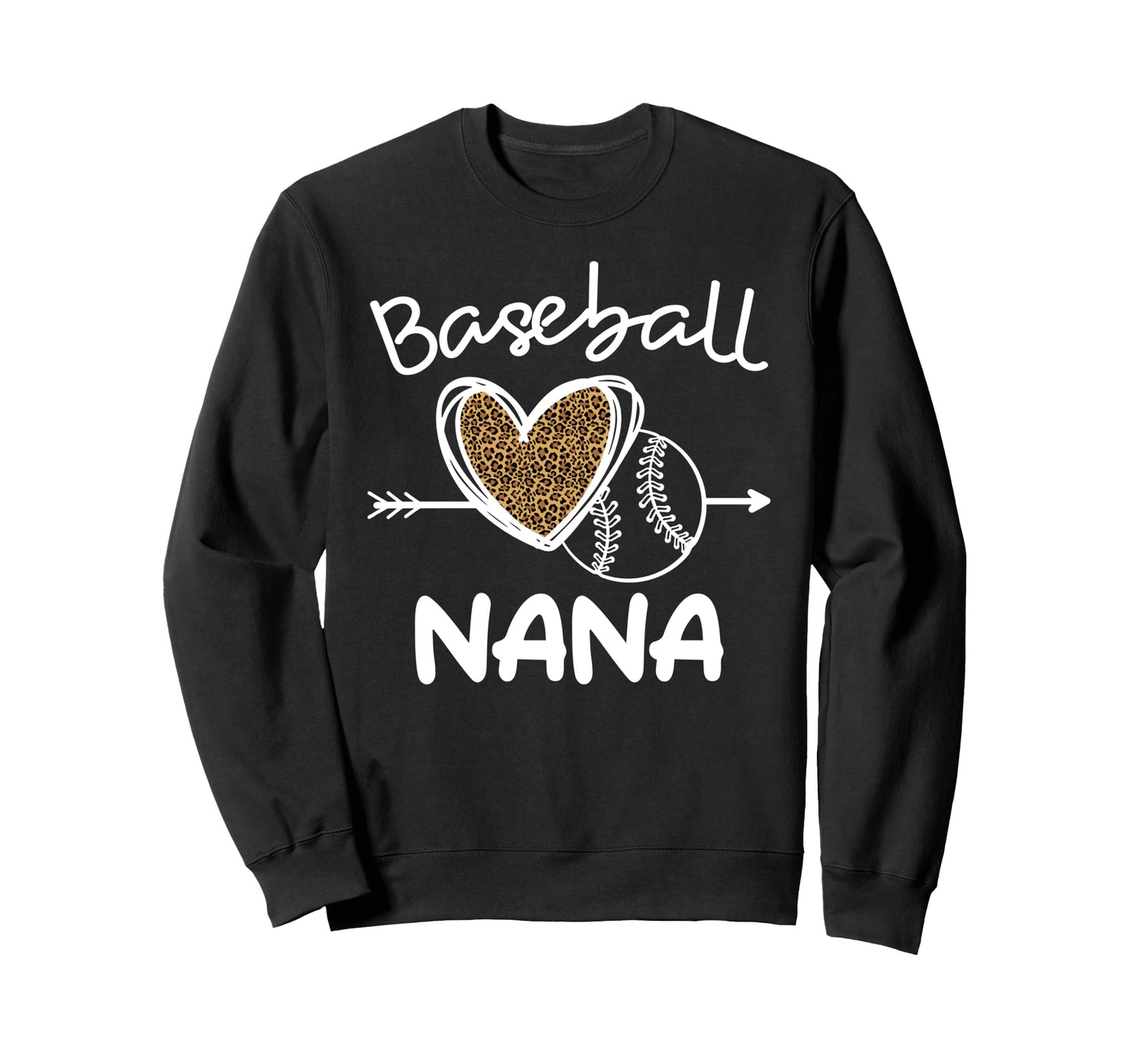 Baseball Nana Leopard Heart Family Sweatshirt - Novelty Apparel for Adults - T-Shirt, Sweatshirt, Hoodie