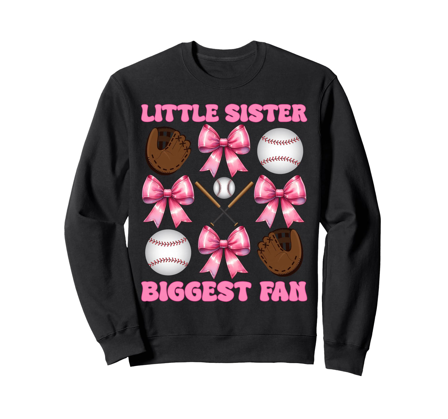 Baseball Sister Coquette Bow Little Sweatshirt - Trendy Graphic Unisex - T-Shirt, Sweatshirt, Hoodie