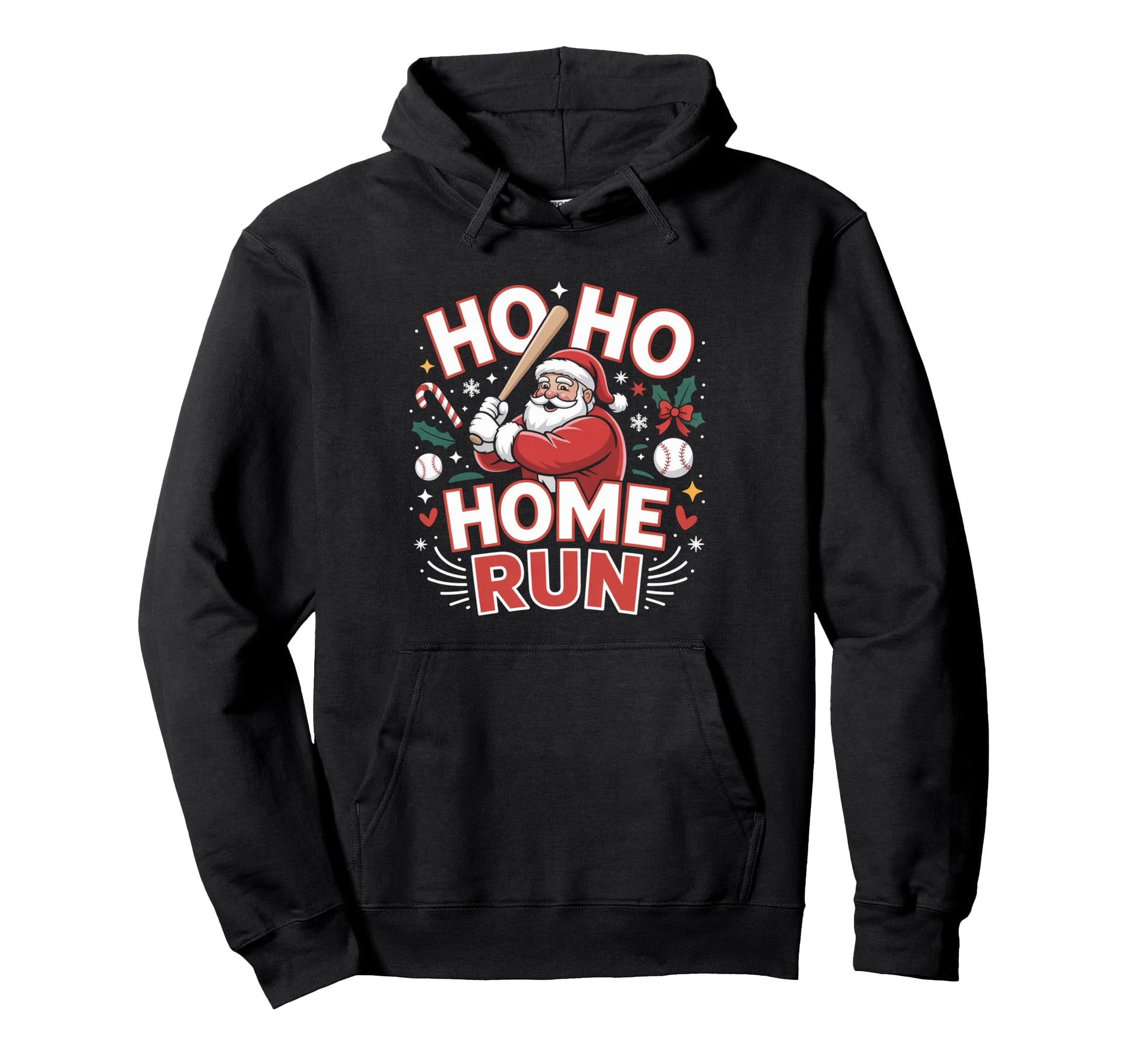 Ho Ho Home Run Baseball Hoodie - Trendy Graphic Men Women - T-Shirt, Sweatshirt, Hoodie
