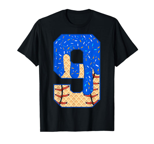 9Th Birthday Ice Cream Baseball T-Shirt - Aesthetic Graphic for Adults - T-Shirt, Sweatshirt, Hoodie