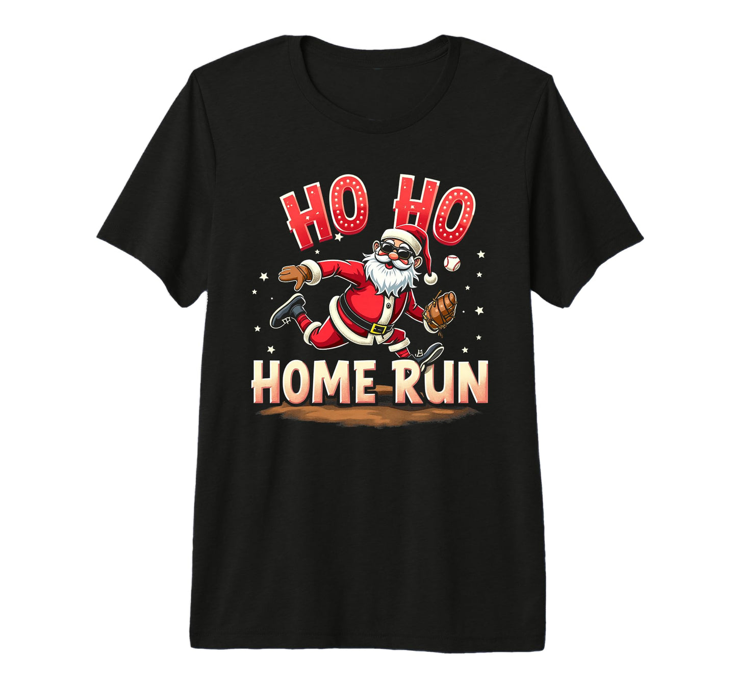 Baseball Ho Ho Home Run Santa T-Shirt - Casual Everyday Wear Unisex - T-Shirt, Sweatshirt, Hoodie