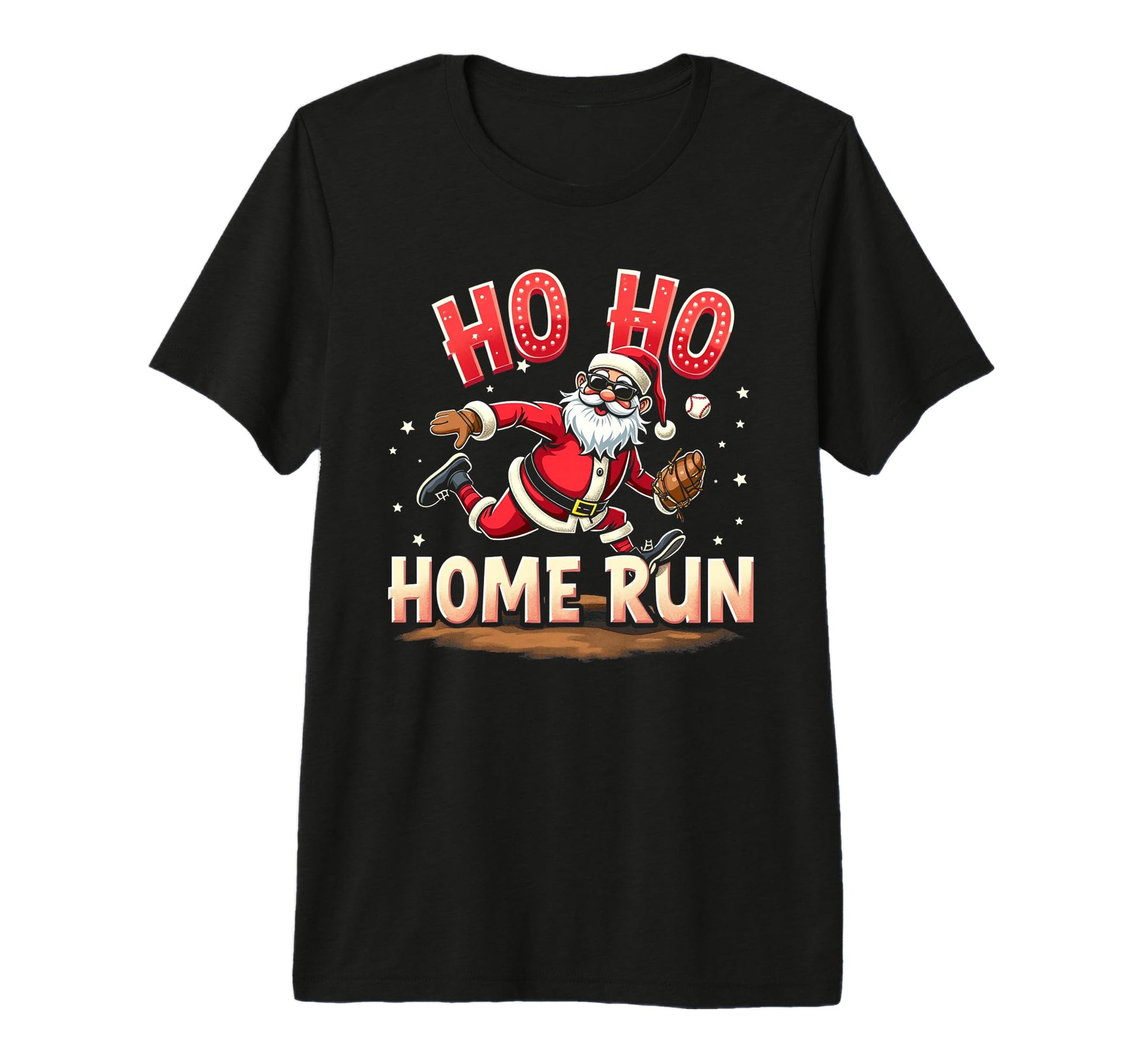 Baseball Ho Ho Home Run Santa T-Shirt - Casual Everyday Wear Unisex - T-Shirt, Sweatshirt, Hoodie