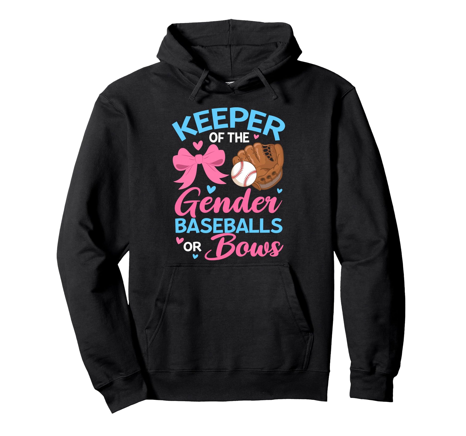 Keeper Gender Baseball Or Bows Theme Hoodie - Minimalist Print for Adults - T-Shirt, Sweatshirt, Hoodie