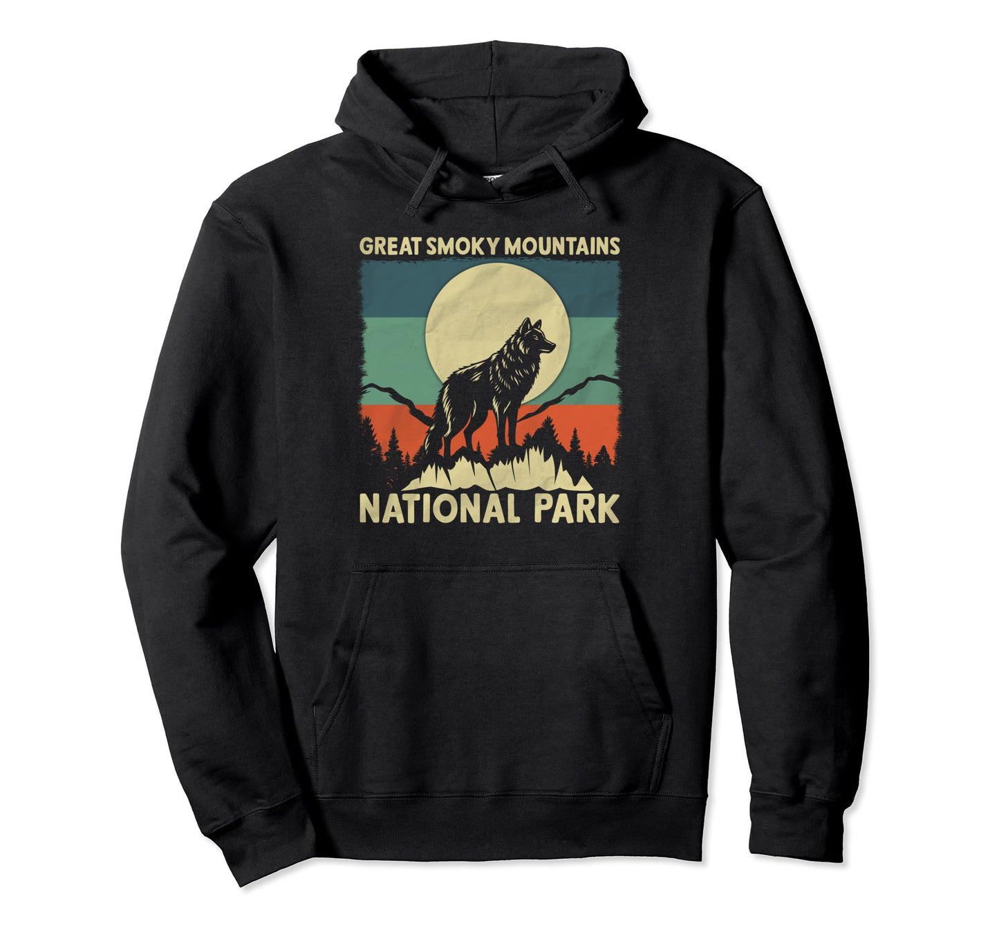 Wolf Great Smoky Mountains National Park Hoodie - Novelty Apparel Unisex - T-Shirt, Sweatshirt, Hoodie