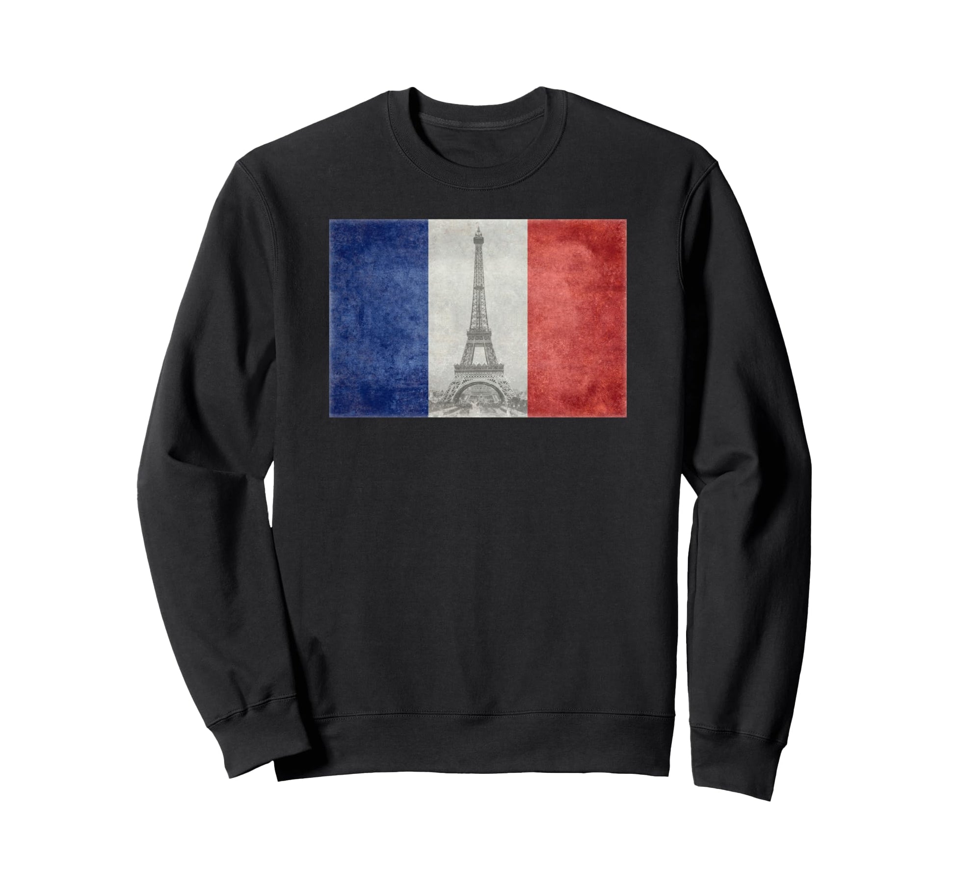 French Flag Postcard Eiffel Tower Sweatshirt - Casual Everyday Wear Unisex - T-Shirt, Sweatshirt, Hoodie