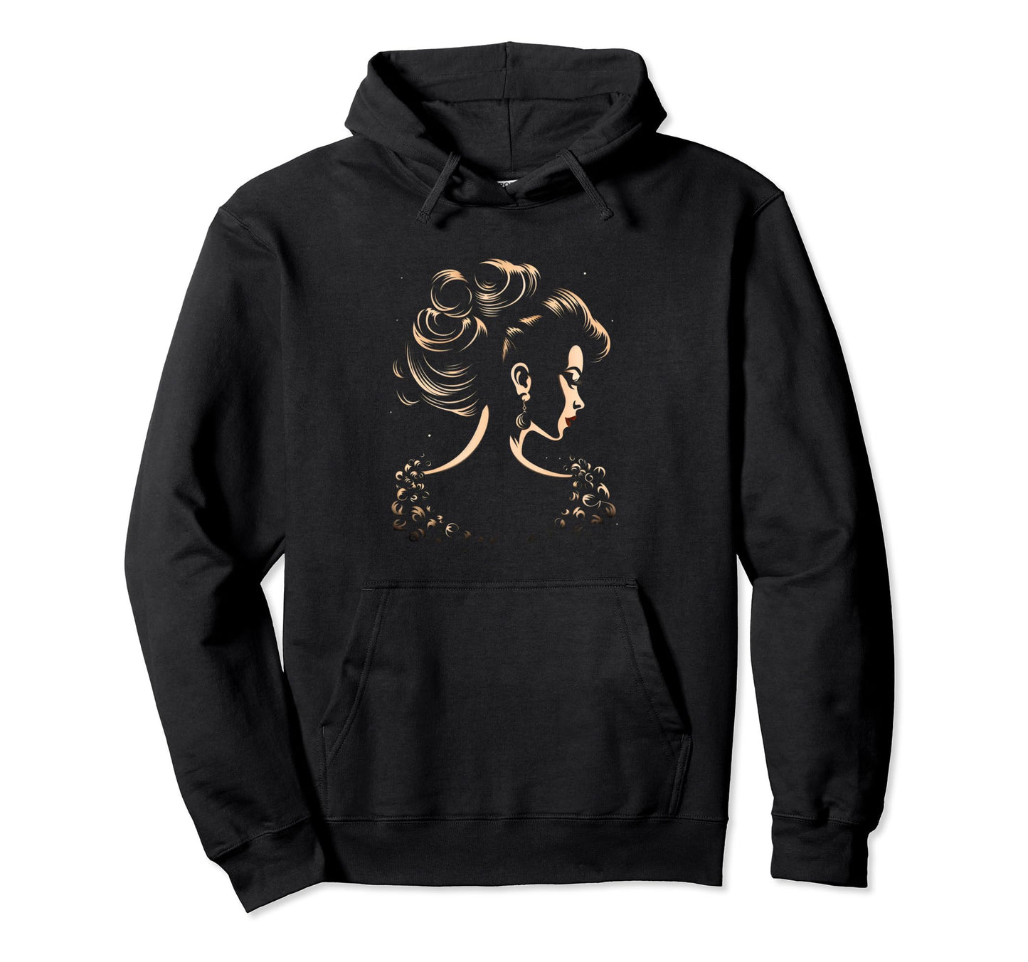 Pinup Hairstyle Silhouette Hoodie - Graphic Print for Adults - T-Shirt, Sweatshirt, Hoodie