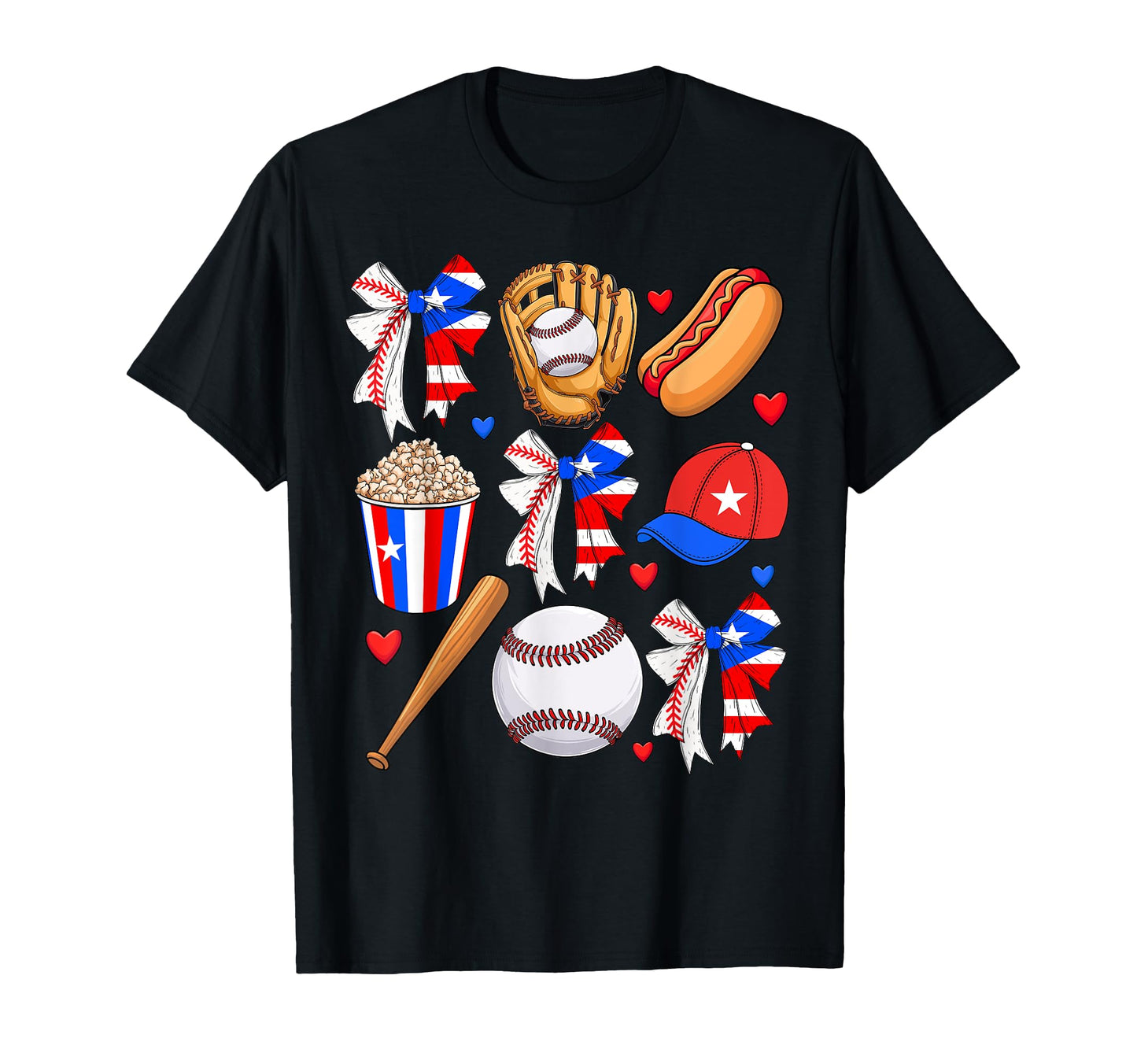 Puerto Rico Baseball Coquette Bow T-Shirt - Streetwear Style for Adults - T-Shirt, Sweatshirt, Hoodie