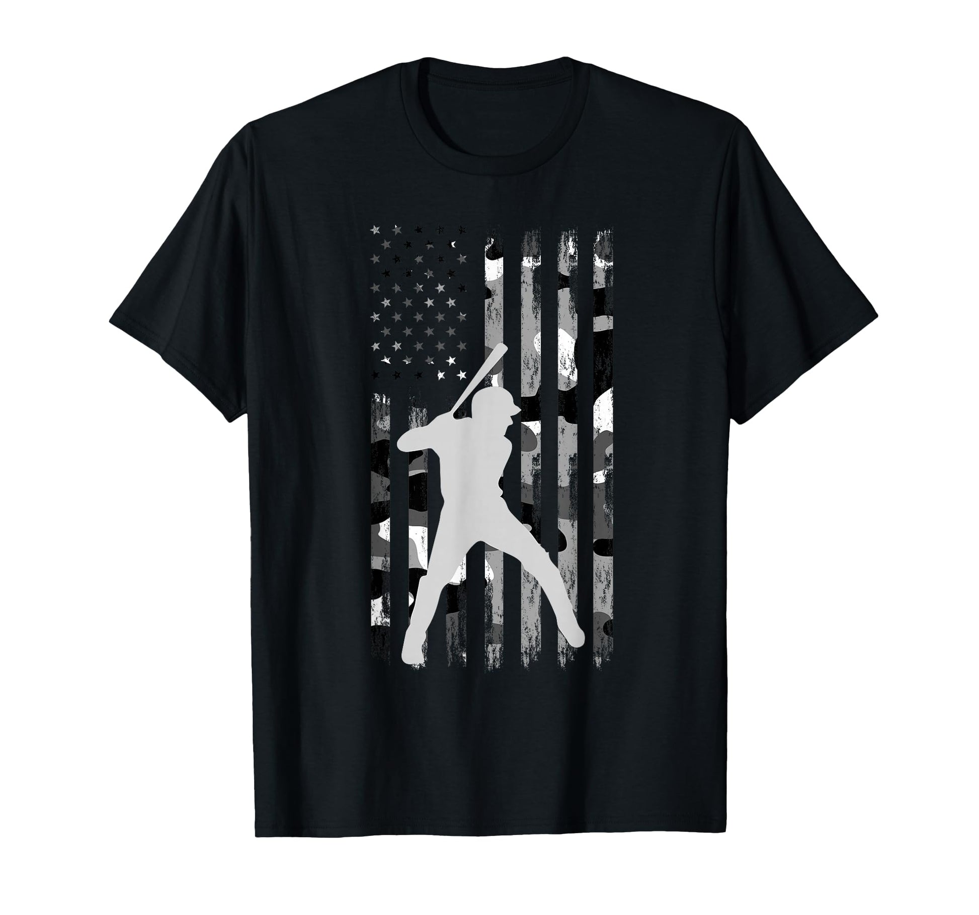 Baseball Player American Flag Usa Camo T-Shirt - Trendy Graphic Unisex - T-Shirt, Sweatshirt, Hoodie