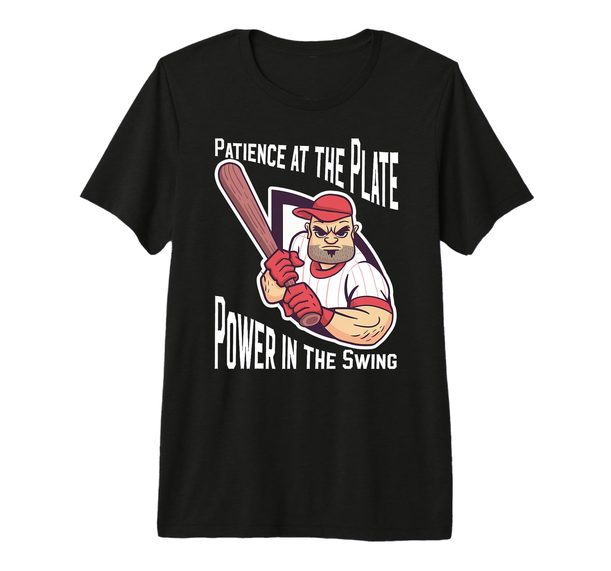 Patience Plate Power Swing Baseball T-Shirt - Trendy Graphic Men Women - T-Shirt, Sweatshirt, Hoodie