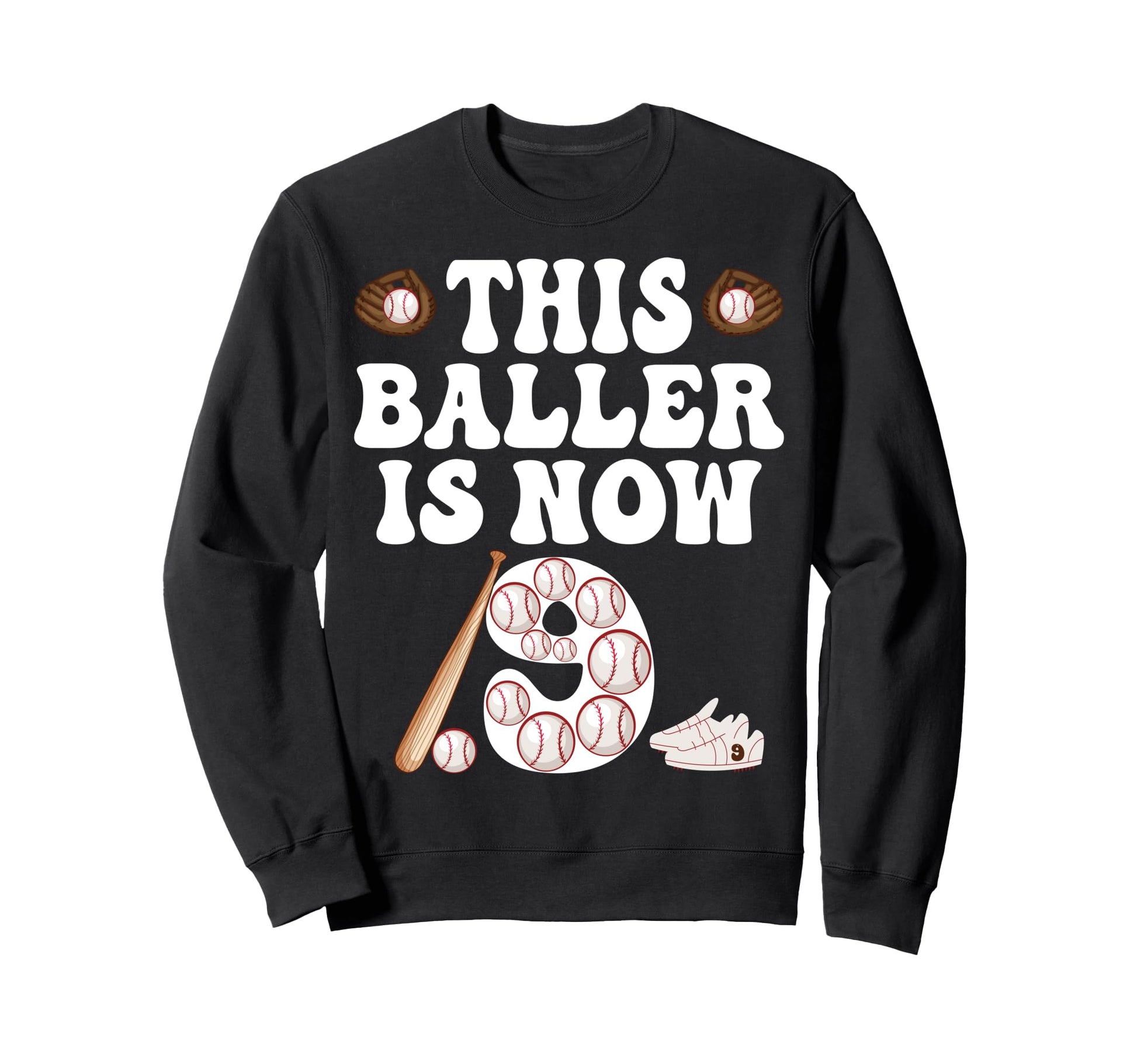 Baseball Themed 9Th Birthday This Sweatshirt - Novelty Apparel for Adults - T-Shirt, Sweatshirt, Hoodie