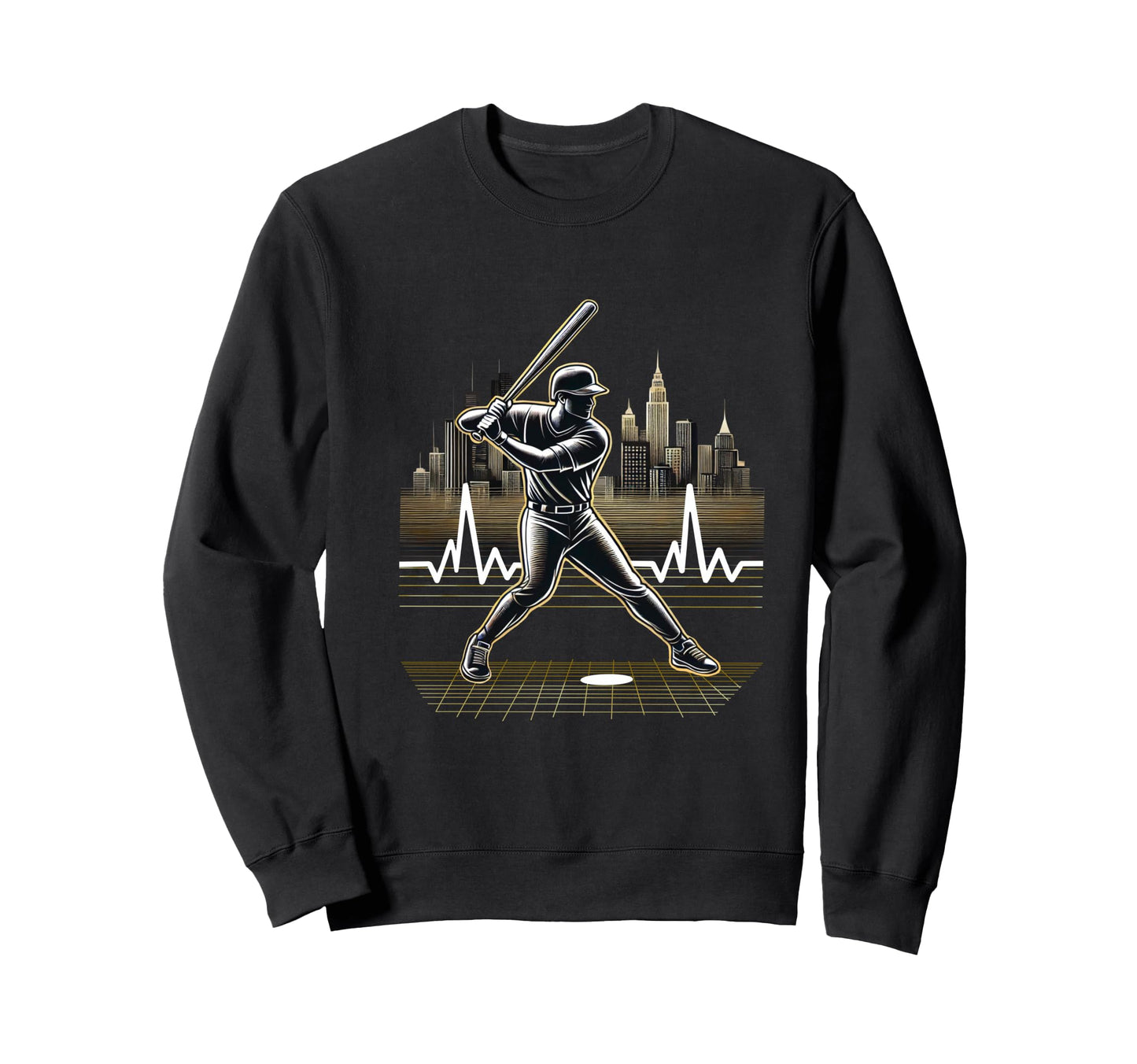 Funny Baseball Heartbeat Sweatshirt - Fun Novelty Design Men Women - T-Shirt, Sweatshirt, Hoodie