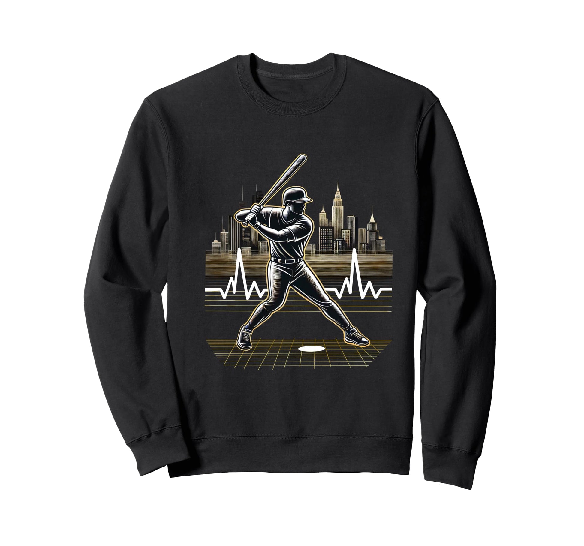 Funny Baseball Heartbeat Sweatshirt - Fun Novelty Design Men Women - T-Shirt, Sweatshirt, Hoodie