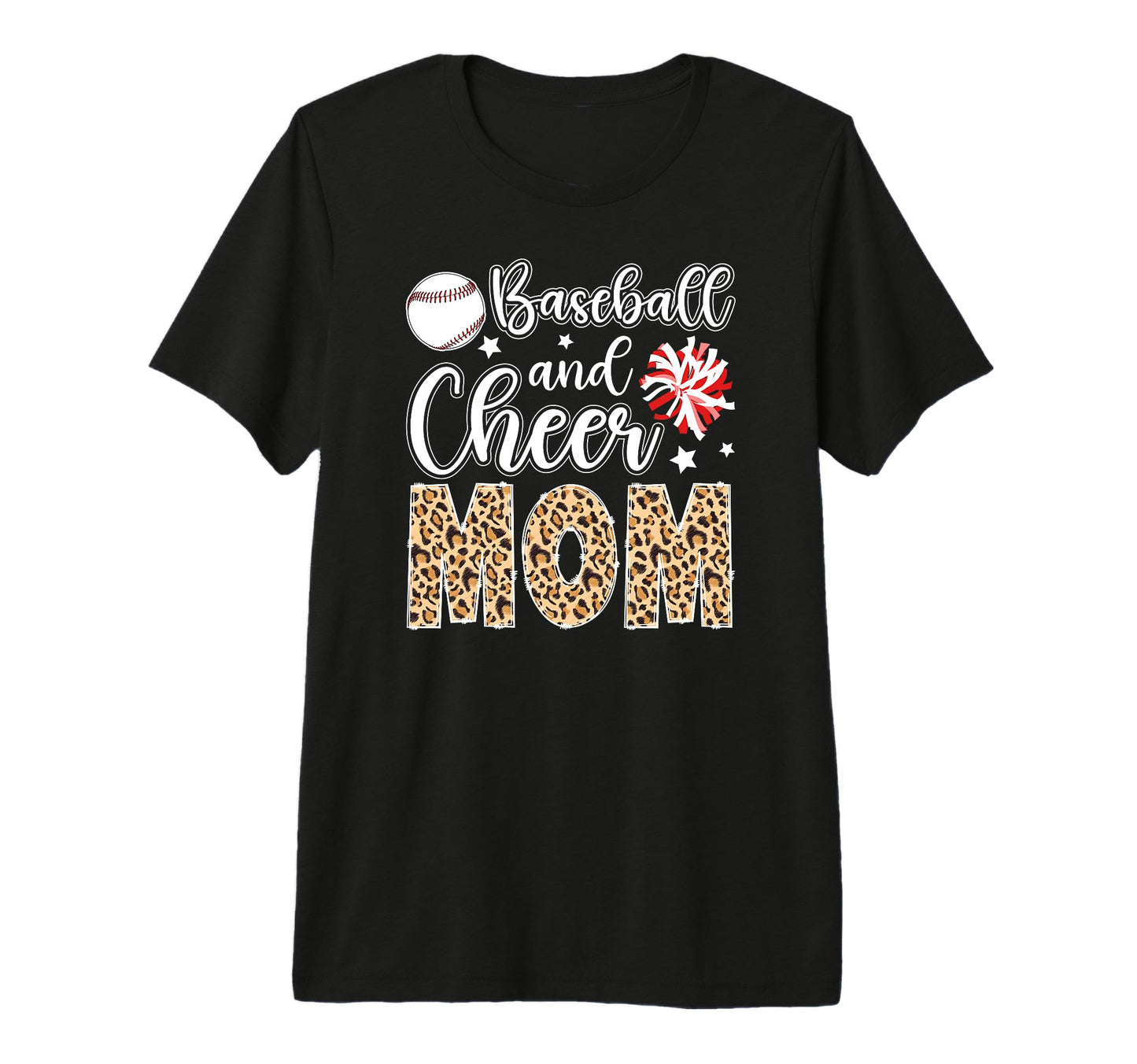 Baseball And Cheer Mom Leopard T-Shirt - Aesthetic Graphic Men Women - T-Shirt, Sweatshirt, Hoodie