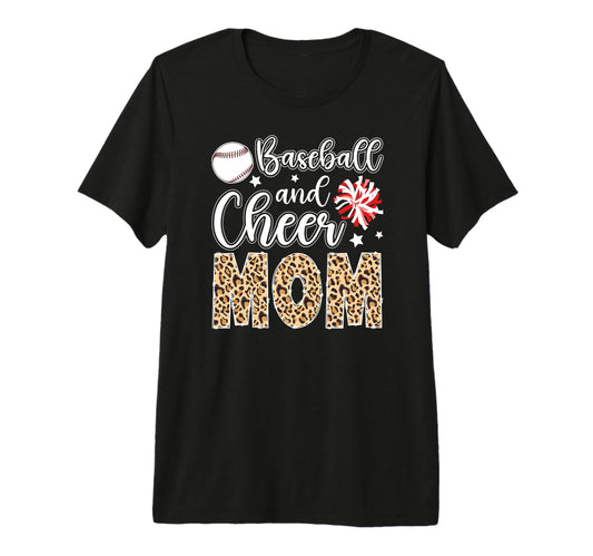 Baseball And Cheer Mom Leopard T-Shirt - Aesthetic Graphic Men Women - T-Shirt, Sweatshirt, Hoodie