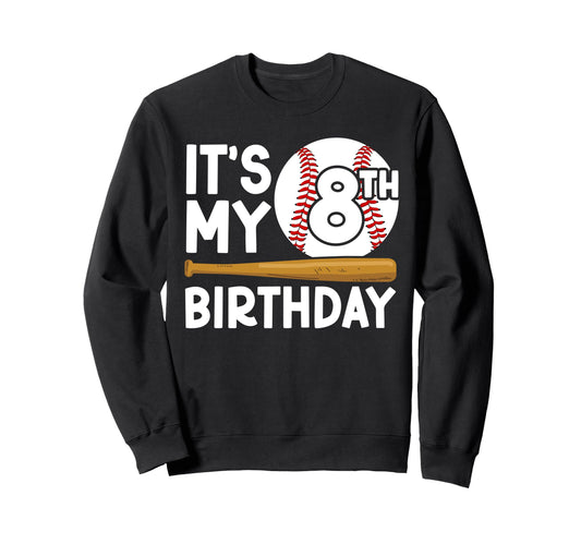 8Th Baseball Birthday Party 8 Sweatshirt - Minimalist Print for Adults - T-Shirt, Sweatshirt, Hoodie