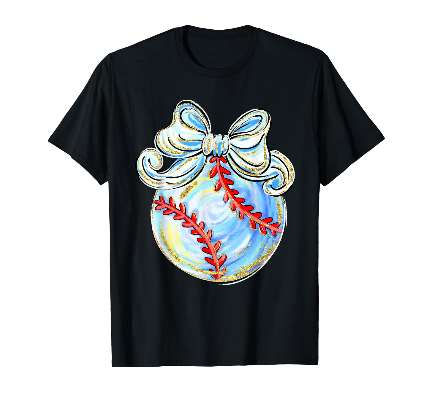 Baseball Season Coquette Bow Happy Game T-Shirt - Custom Art Print Unisex - T-Shirt, Sweatshirt, Hoodie