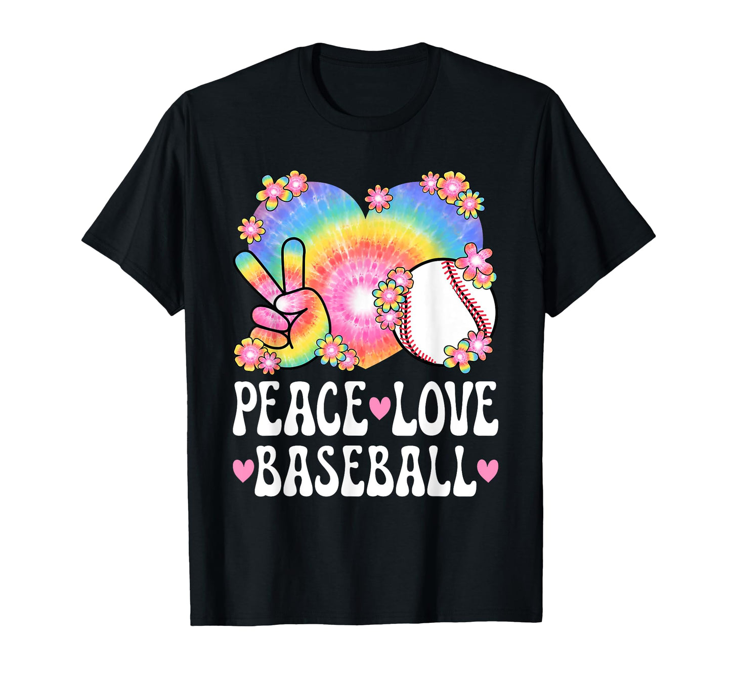 Peace Love Baseball Lover 60S 70S T-Shirt - Casual Everyday Wear Men Women - T-Shirt, Sweatshirt, Hoodie