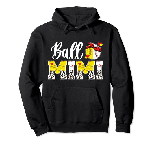 Ball Mimi Leopard Baseball Softball Hoodie - Minimalist Print Men Women - T-Shirt, Sweatshirt, Hoodie