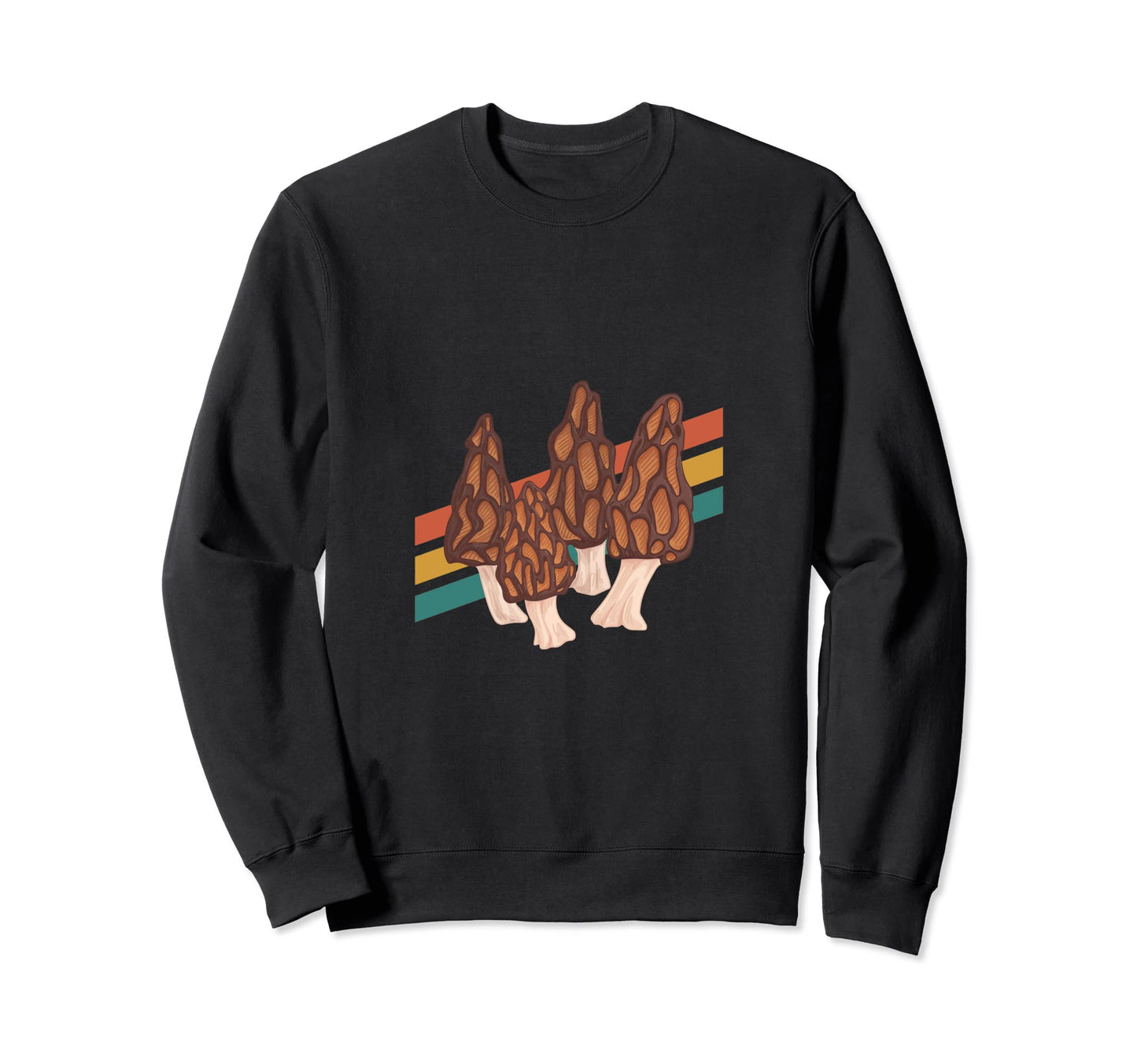 Morel Hunting Stripe Mushroom Sweatshirt - Aesthetic Graphic for Adults - T-Shirt, Sweatshirt, Hoodie
