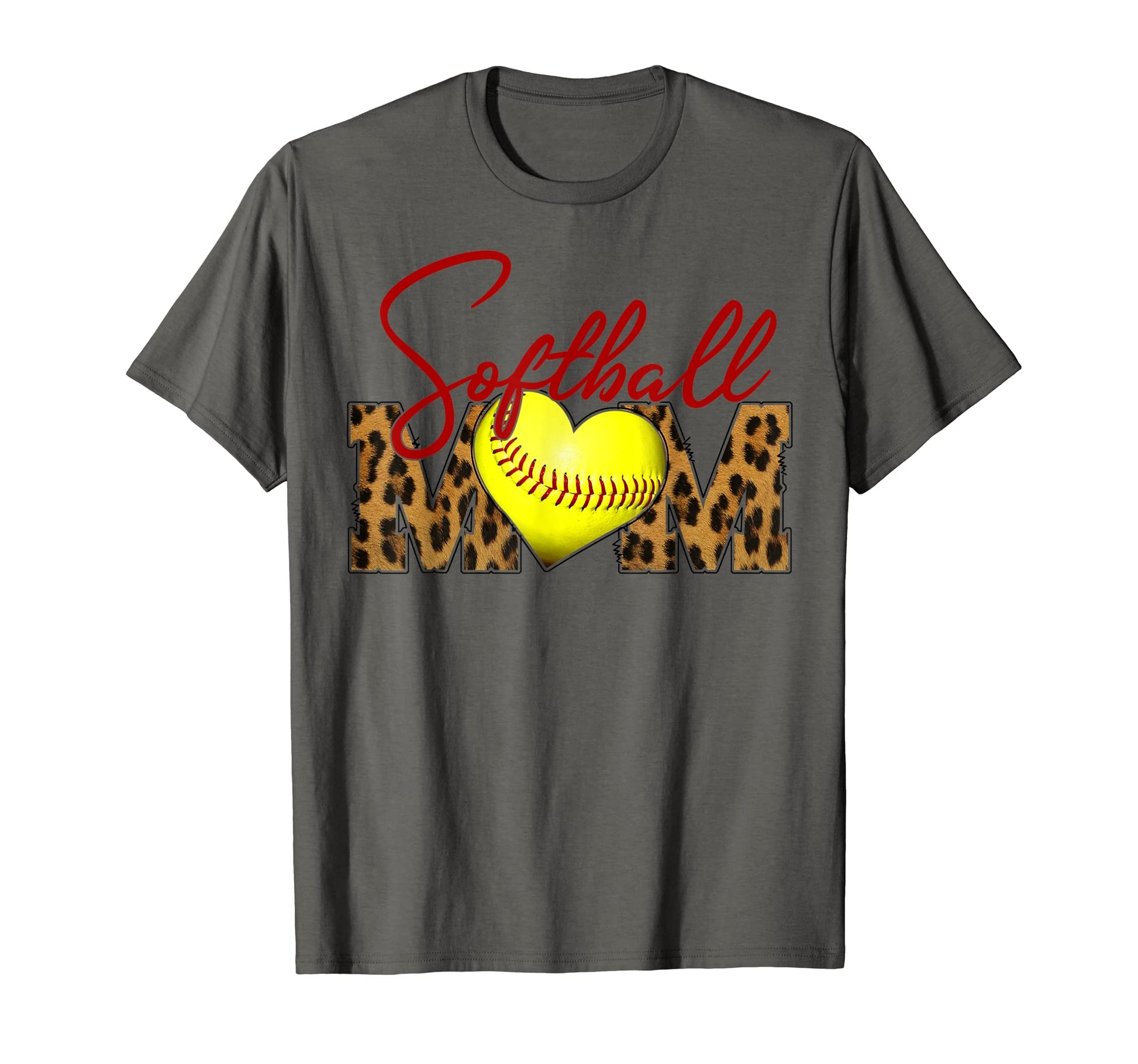 Softball Baseball Mom Leopard Heart T-Shirt - Aesthetic Graphic for Adults - T-Shirt, Sweatshirt, Hoodie
