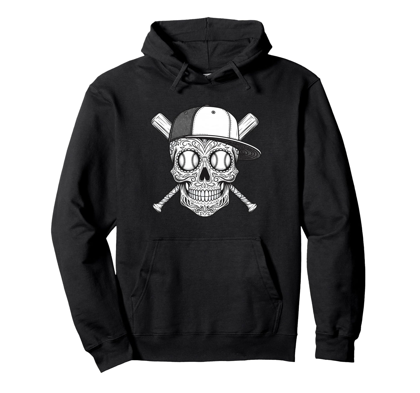 Latino Mexican Sugar Skull Baseball Hoodie - Graphic Print Men Women - T-Shirt, Sweatshirt, Hoodie