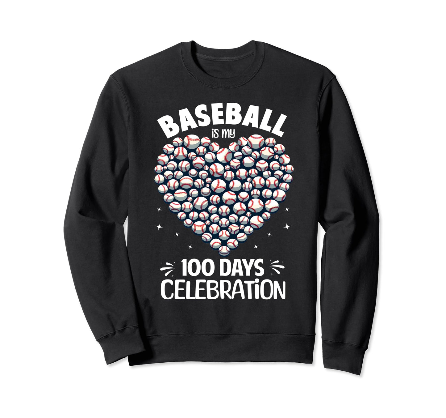 100 Days School Baseball Heart Sweatshirt - Custom Art Print for Adults - T-Shirt, Sweatshirt, Hoodie