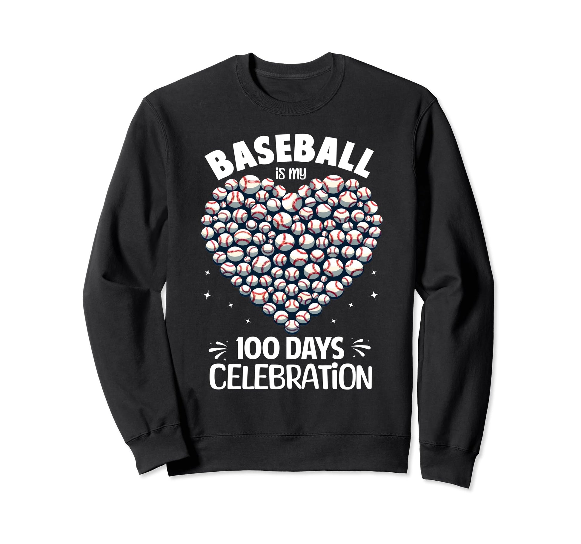 100 Days School Baseball Heart Sweatshirt - Custom Art Print for Adults - T-Shirt, Sweatshirt, Hoodie