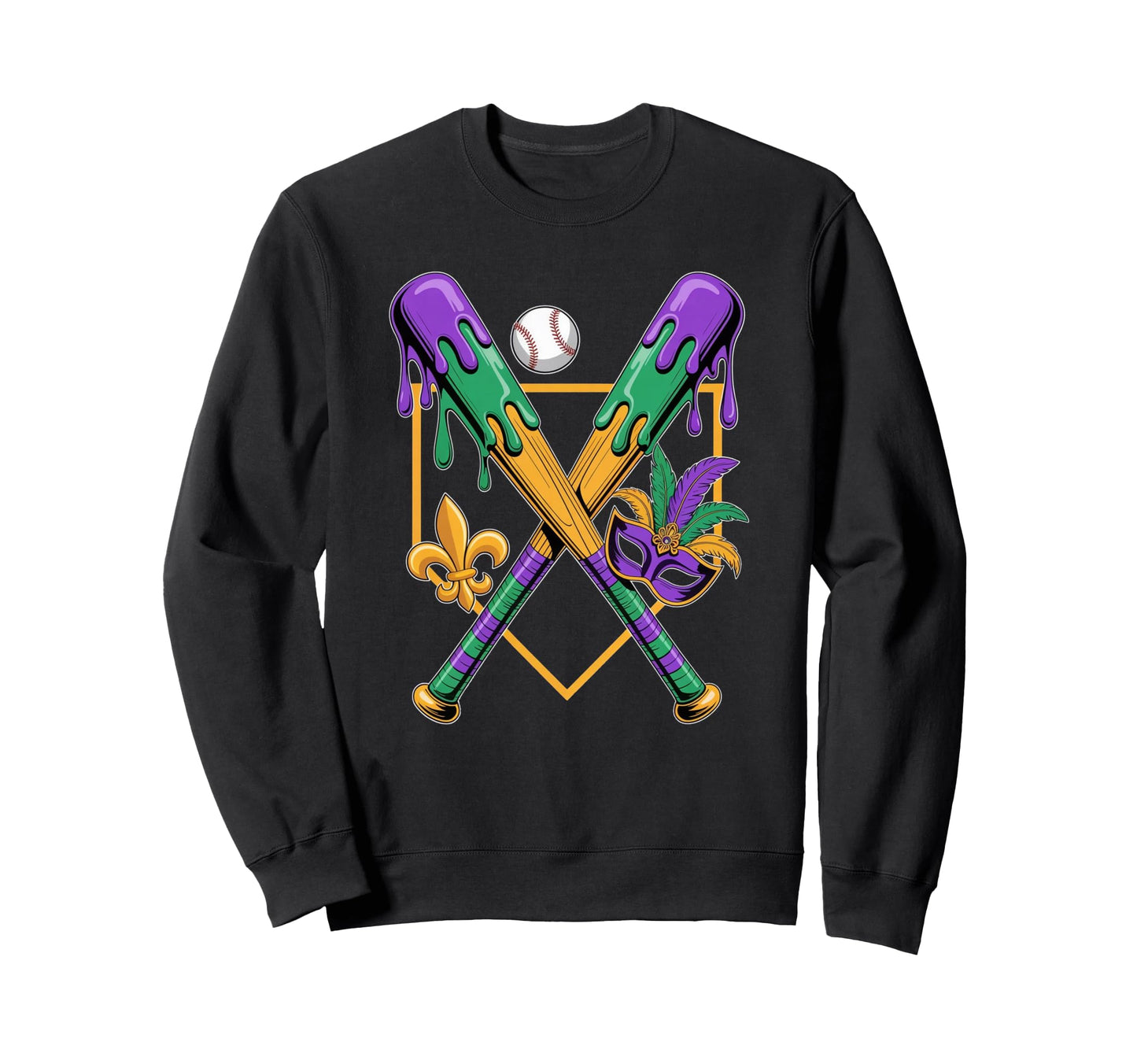 Baseball Mardi Gras Carnival Sweatshirt - Streetwear Style for Adults - T-Shirt, Sweatshirt, Hoodie
