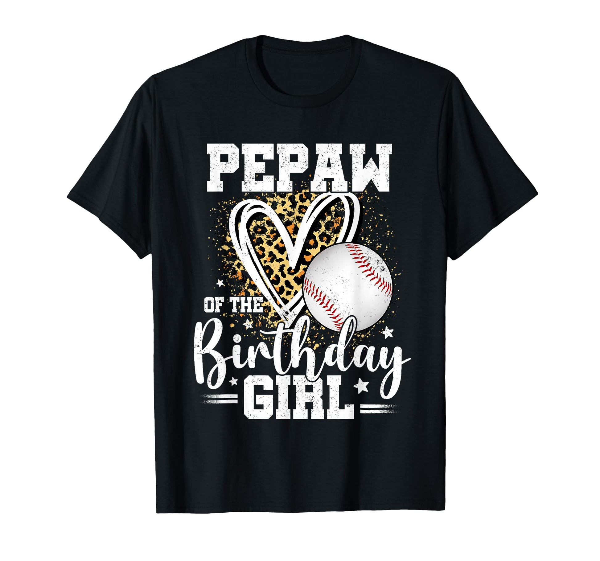 Pepaw Birthday Baseball Leopard Heart T-Shirt - Trendy Graphic Men Women - T-Shirt, Sweatshirt, Hoodie