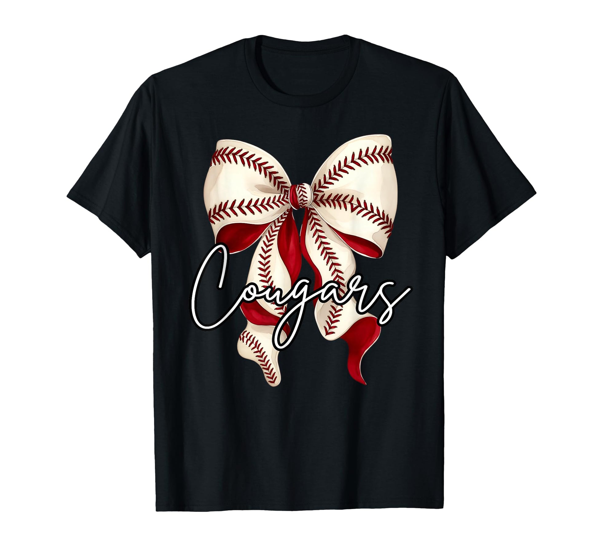 Cougars Baseball Mom Coquette Bow Game T-Shirt - Novelty Apparel Men Women - T-Shirt, Sweatshirt, Hoodie