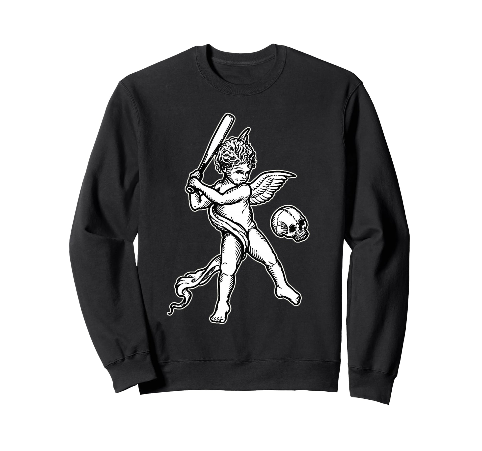Angel Cherub Skull Baseball Sweatshirt - Novelty Apparel Men Women - T-Shirt, Sweatshirt, Hoodie
