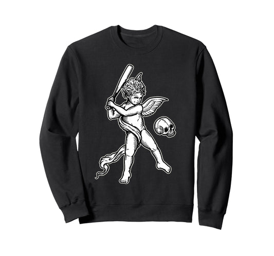 Angel Cherub Skull Baseball Sweatshirt - Novelty Apparel Men Women - T-Shirt, Sweatshirt, Hoodie