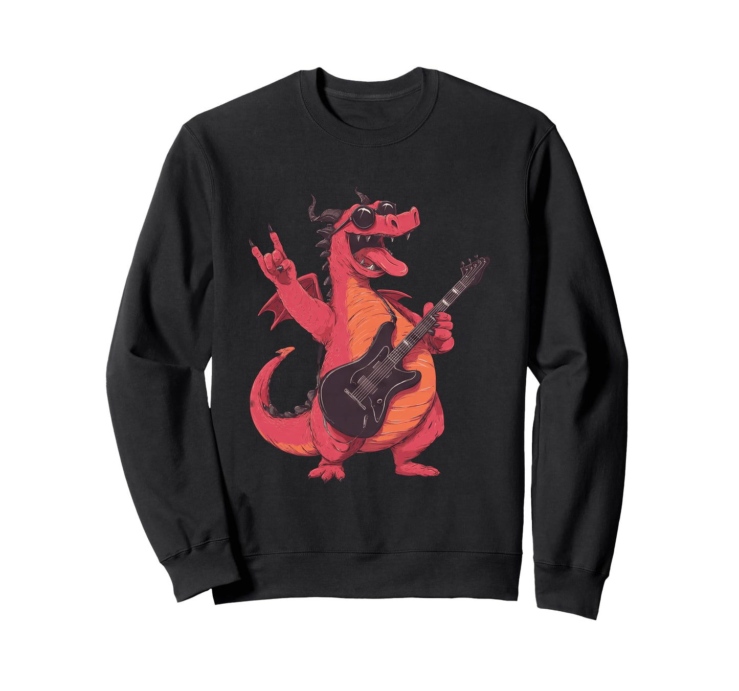 Funny Dragon Rock Guitarist Music Sweatshirt - Streetwear Style Unisex - T-Shirt, Sweatshirt, Hoodie