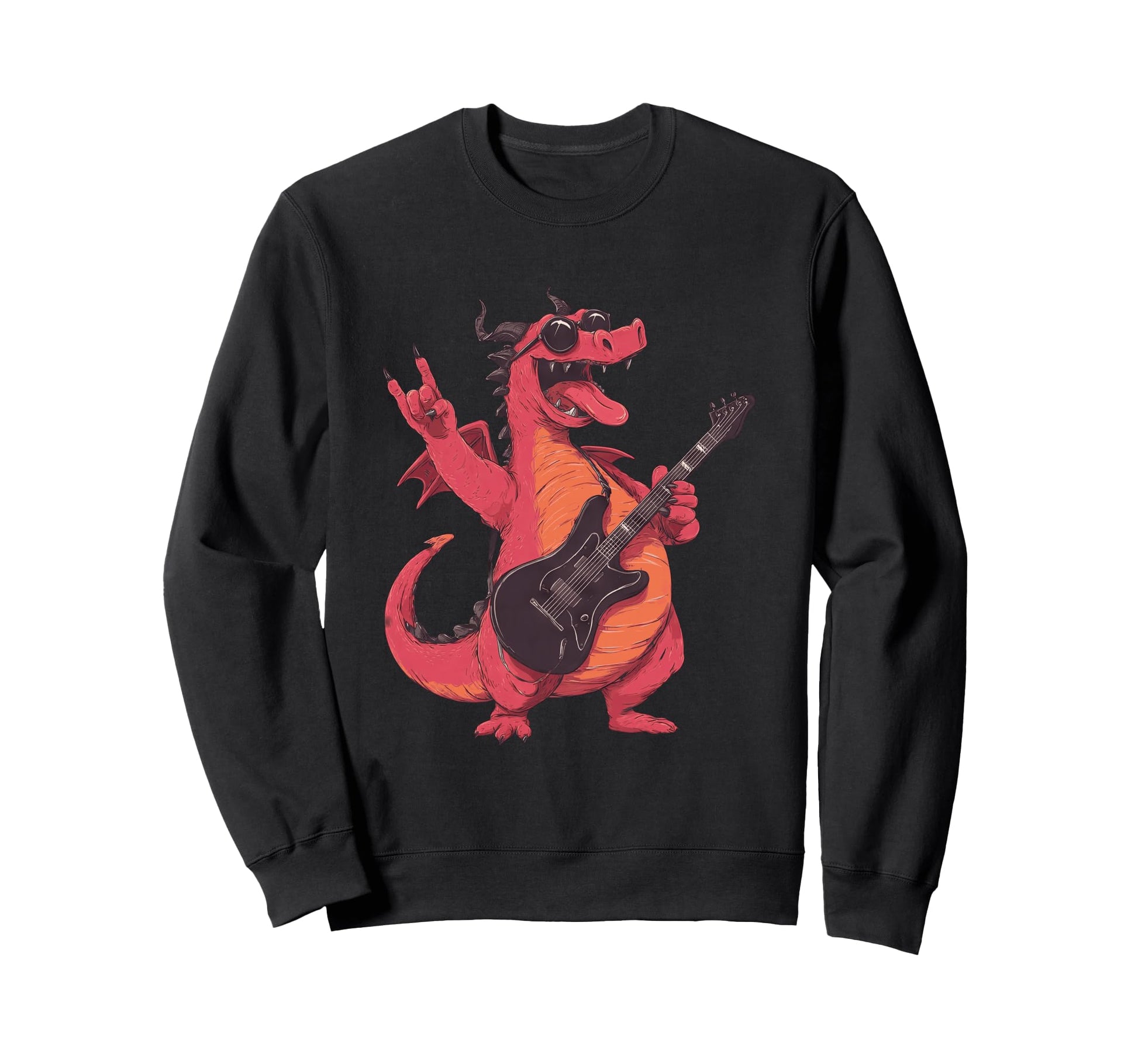Funny Dragon Rock Guitarist Music Sweatshirt - Streetwear Style Unisex - T-Shirt, Sweatshirt, Hoodie