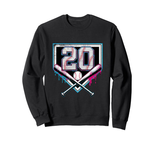20Th Birthday Baseball Home Ice Sweatshirt - Novelty Apparel for Adults - T-Shirt, Sweatshirt, Hoodie