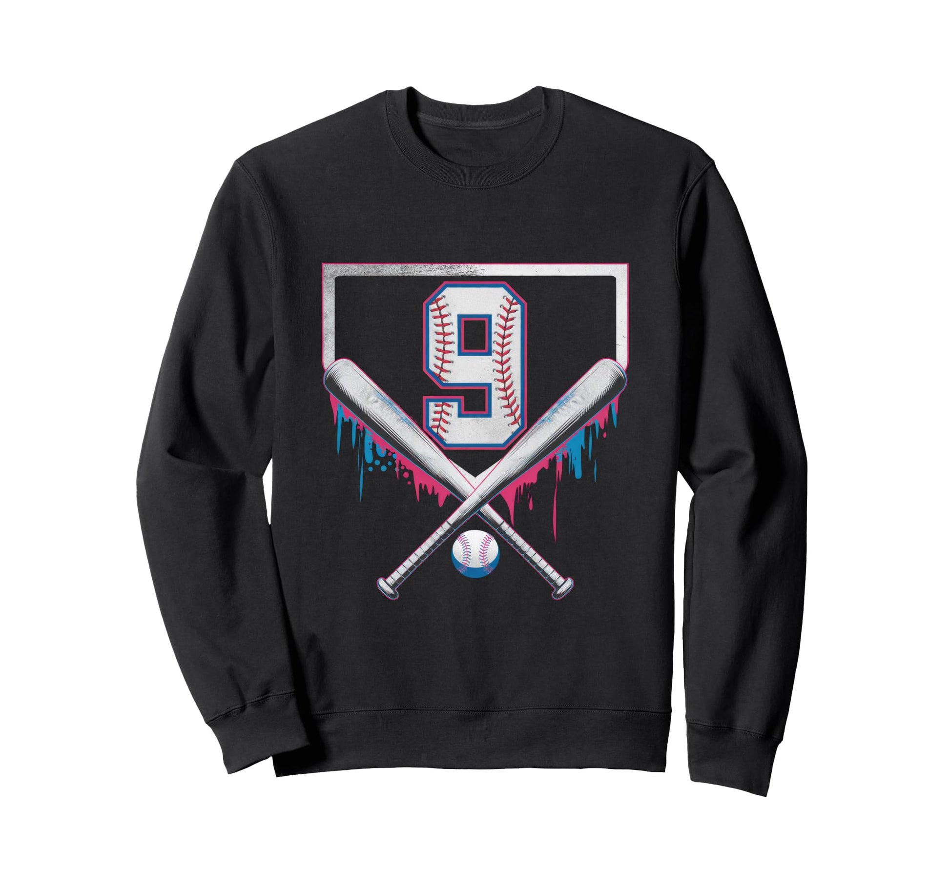 9Th Birthday Baseball Home Ice Cream Sweatshirt - Trendy Graphic Unisex - T-Shirt, Sweatshirt, Hoodie