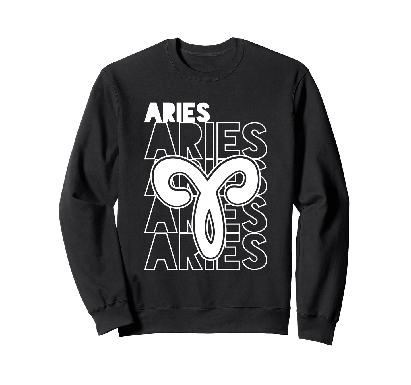 Aries Zodiac Typography Astrology Sweatshirt - Streetwear Style for Adults - T-Shirt, Sweatshirt, Hoodie