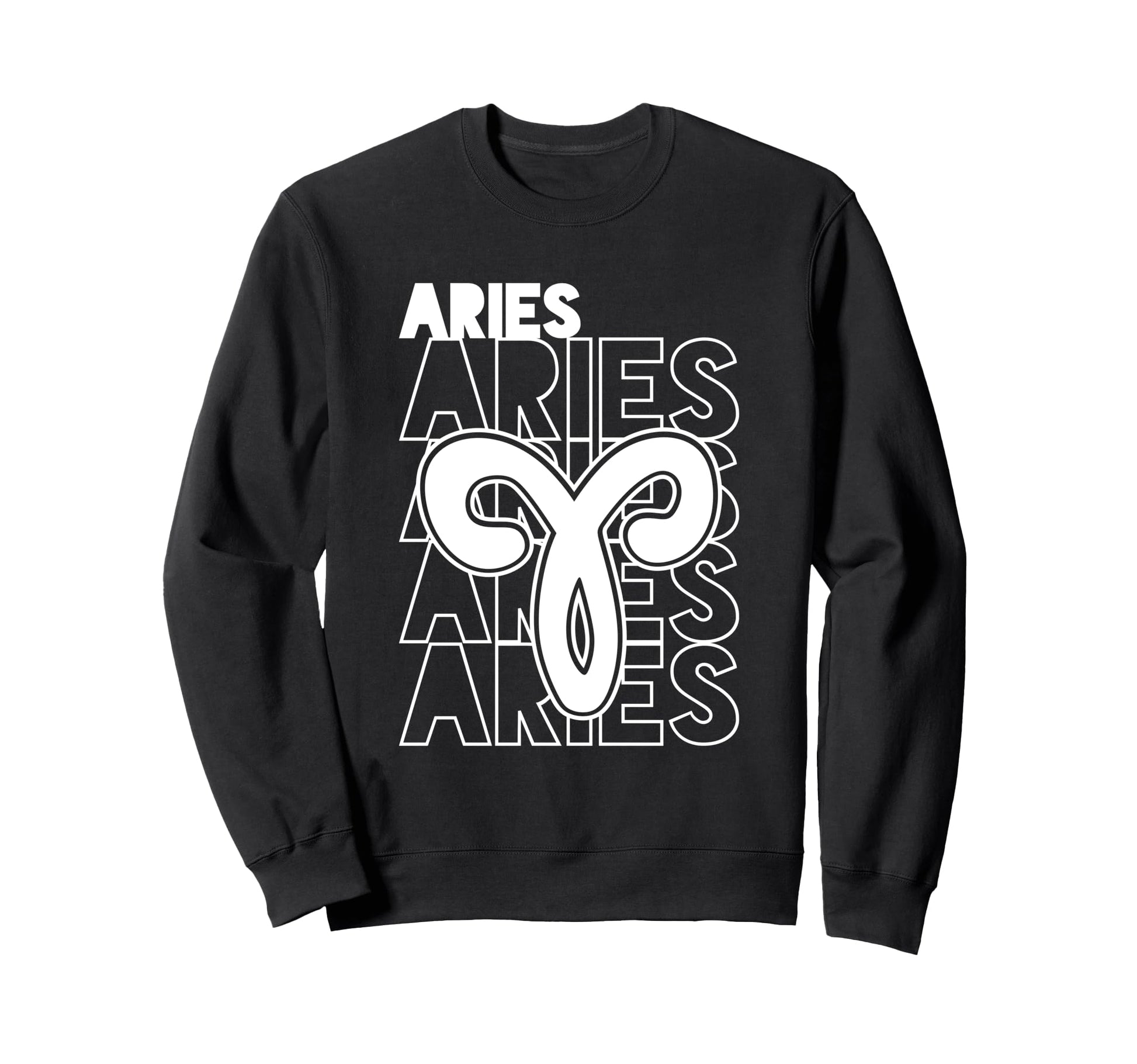 Aries Zodiac Typography Astrology Sweatshirt - Streetwear Style for Adults - T-Shirt, Sweatshirt, Hoodie