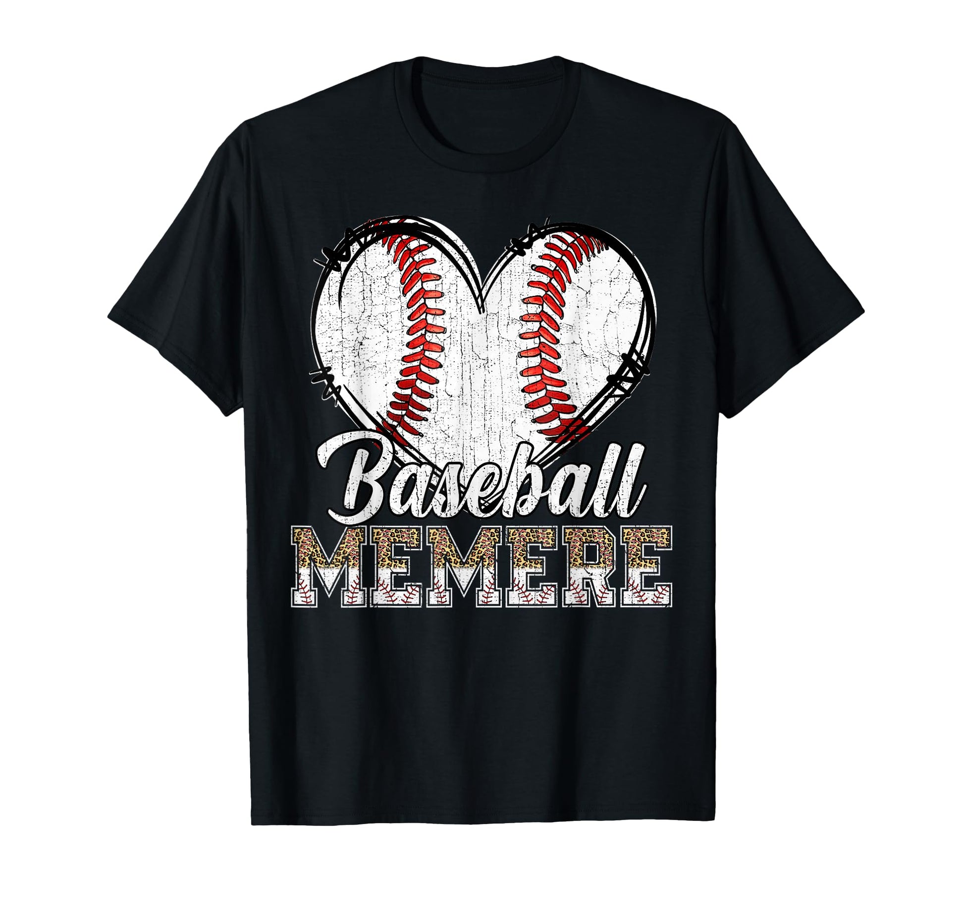 Softball Baseball Memere Heart Leopard T-Shirt - Graphic Print Men Women - T-Shirt, Sweatshirt, Hoodie